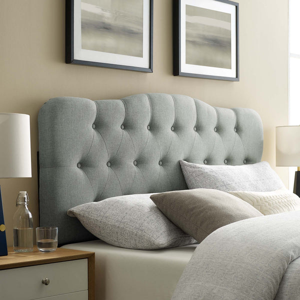 Annabel Diamond Tufted Upholstered Fabric Headboard - Queen, Gray