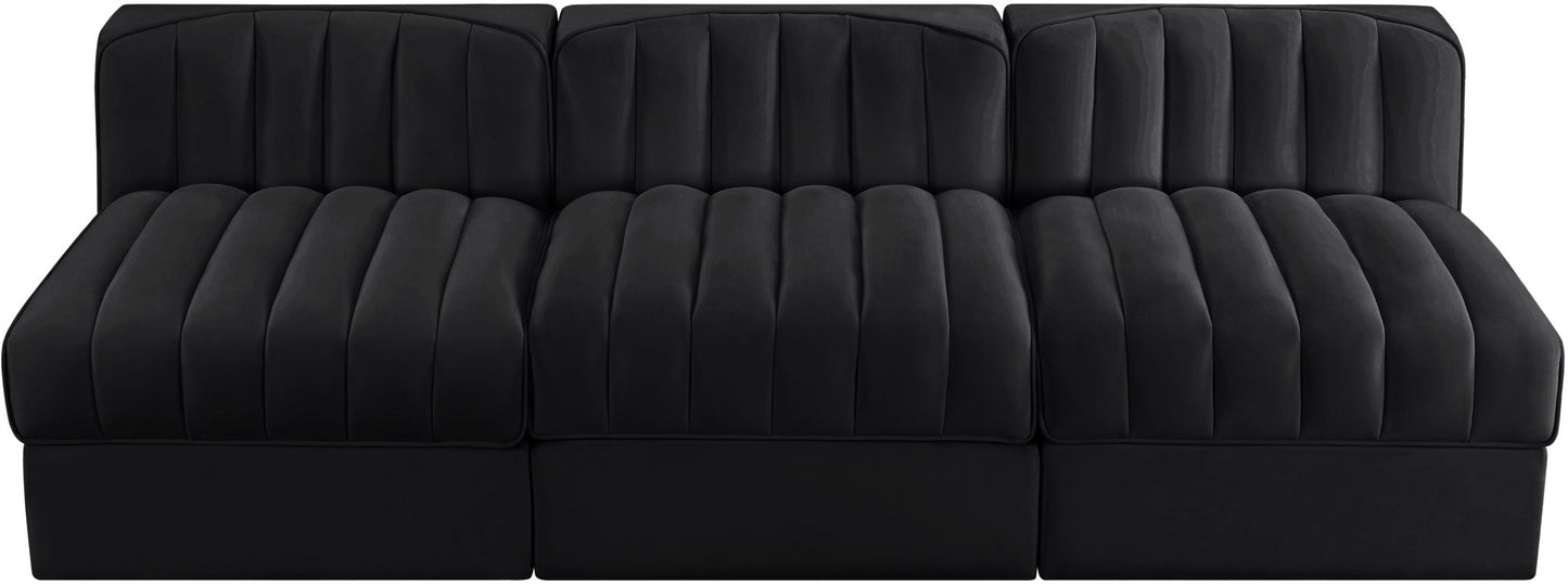 Rummi - Velvet Performance Fabric Upholstered 3 Piece Modular Armless Sofa