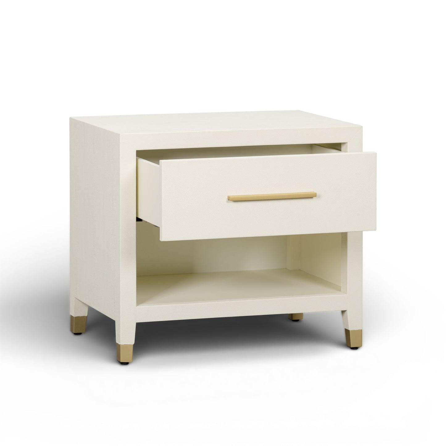 Dani - Faux Shagreen Nightstand With Drawer - Cream