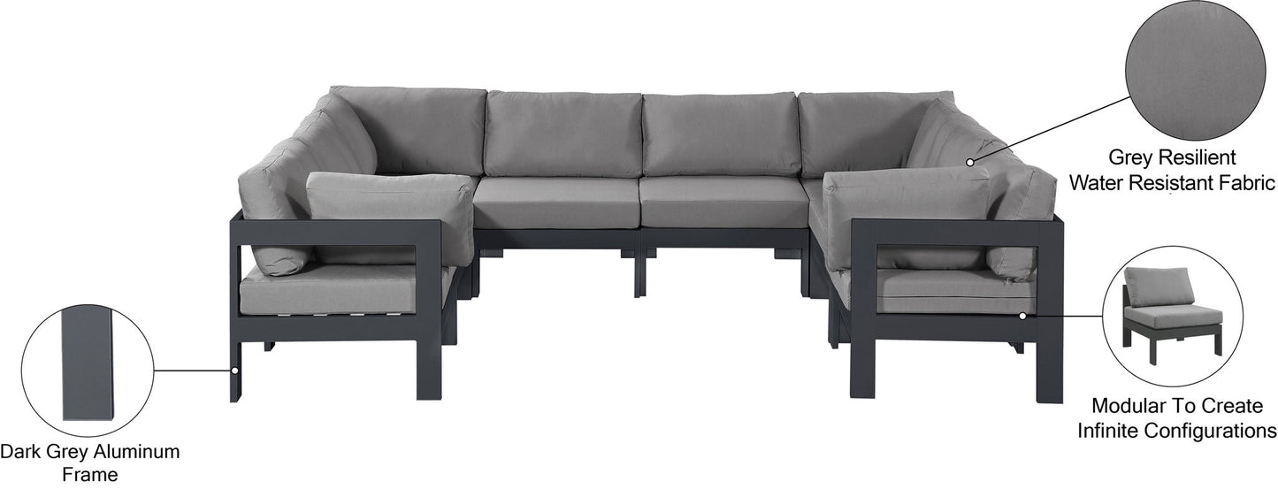 Nizuc - Outdoor Patio 8 Piece Modular Sectional With Gray Frame