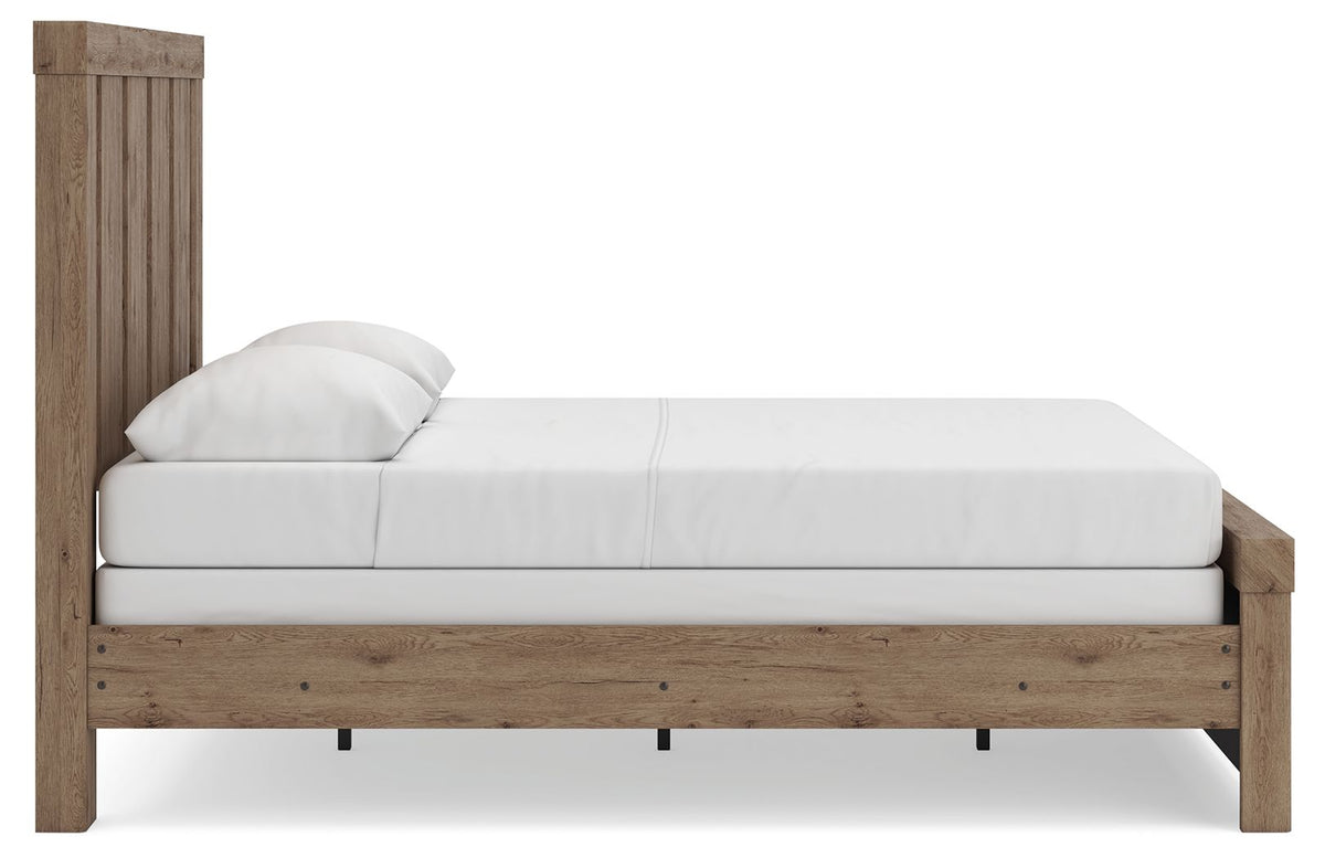 Oliandon - 3 Pc. - Queen Panel Bed, Dresser And Mirror - Light Brown