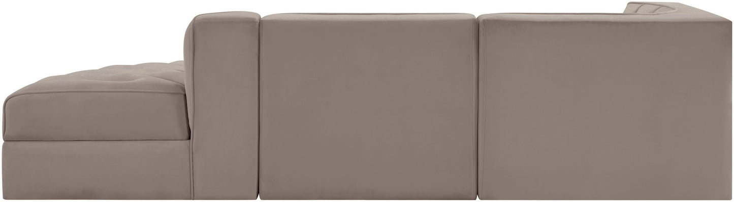 Rummi - Velvet Performance Fabric Upholstered 3 Piece Modular Sectional