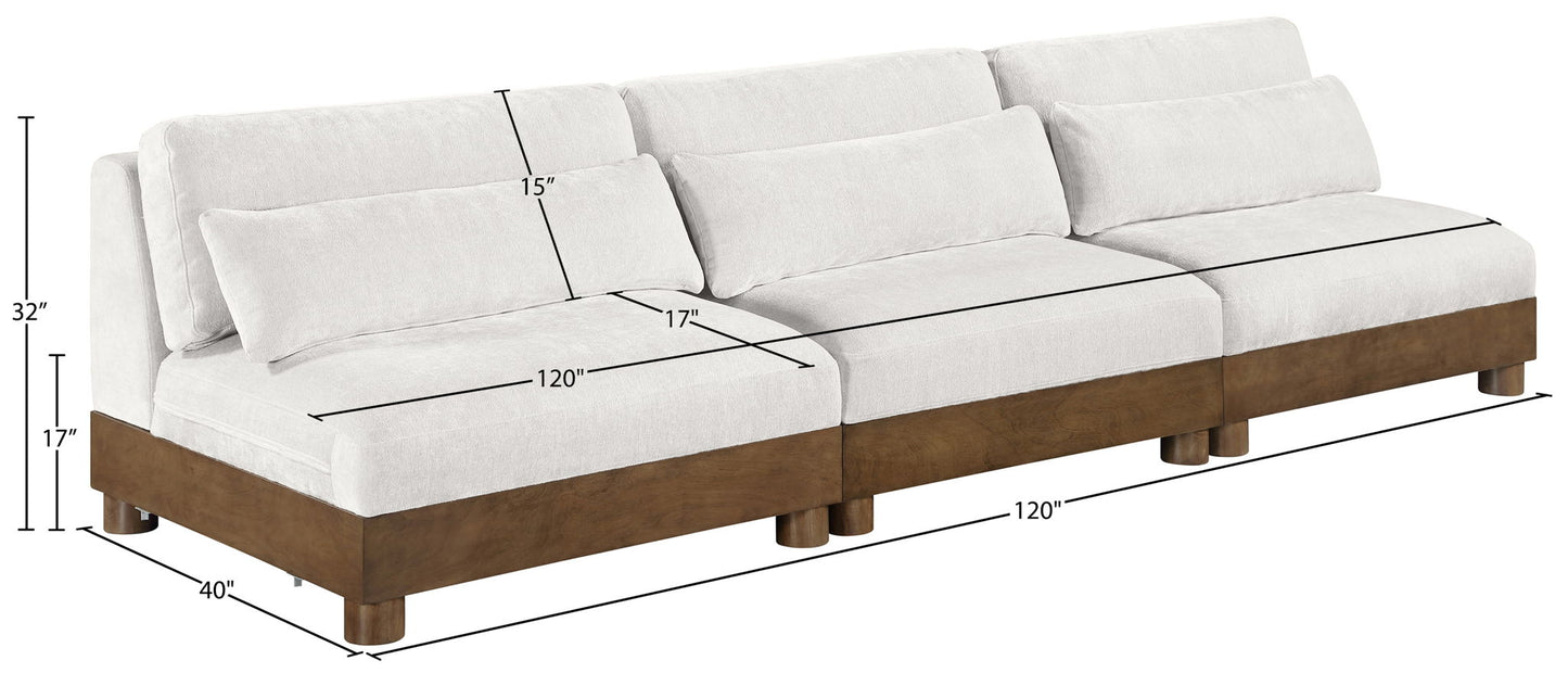 Turin - Chenille Fabric Upholstered Modular Sectional - Cream