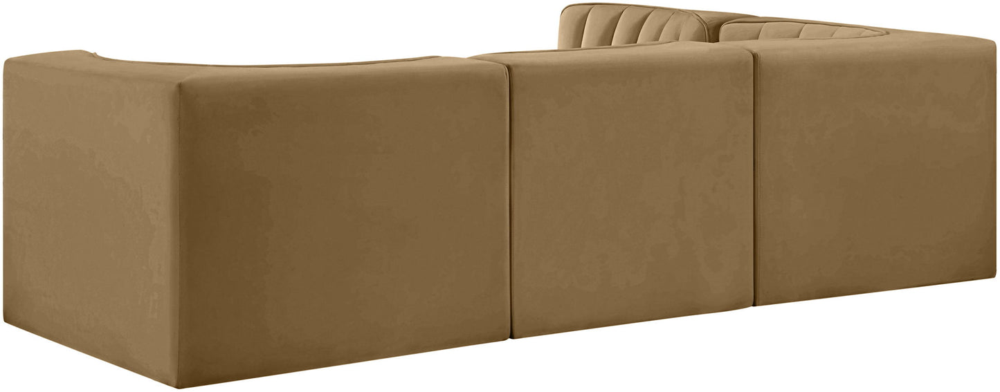Rummi - Velvet Performance Fabric Upholstered 4 Piece Modular Sectional