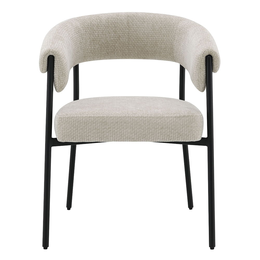Jirina - Chenille Arm Chair (Set of 2) - Beige & Black