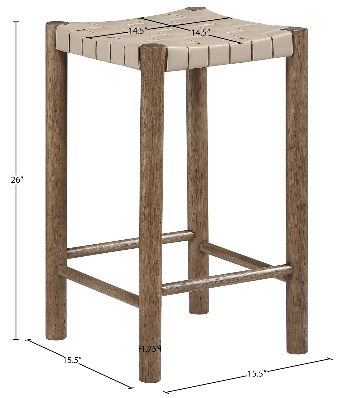 Entwine - Vegan Leather Upholstered Backless Counter Stool - Painted Brown