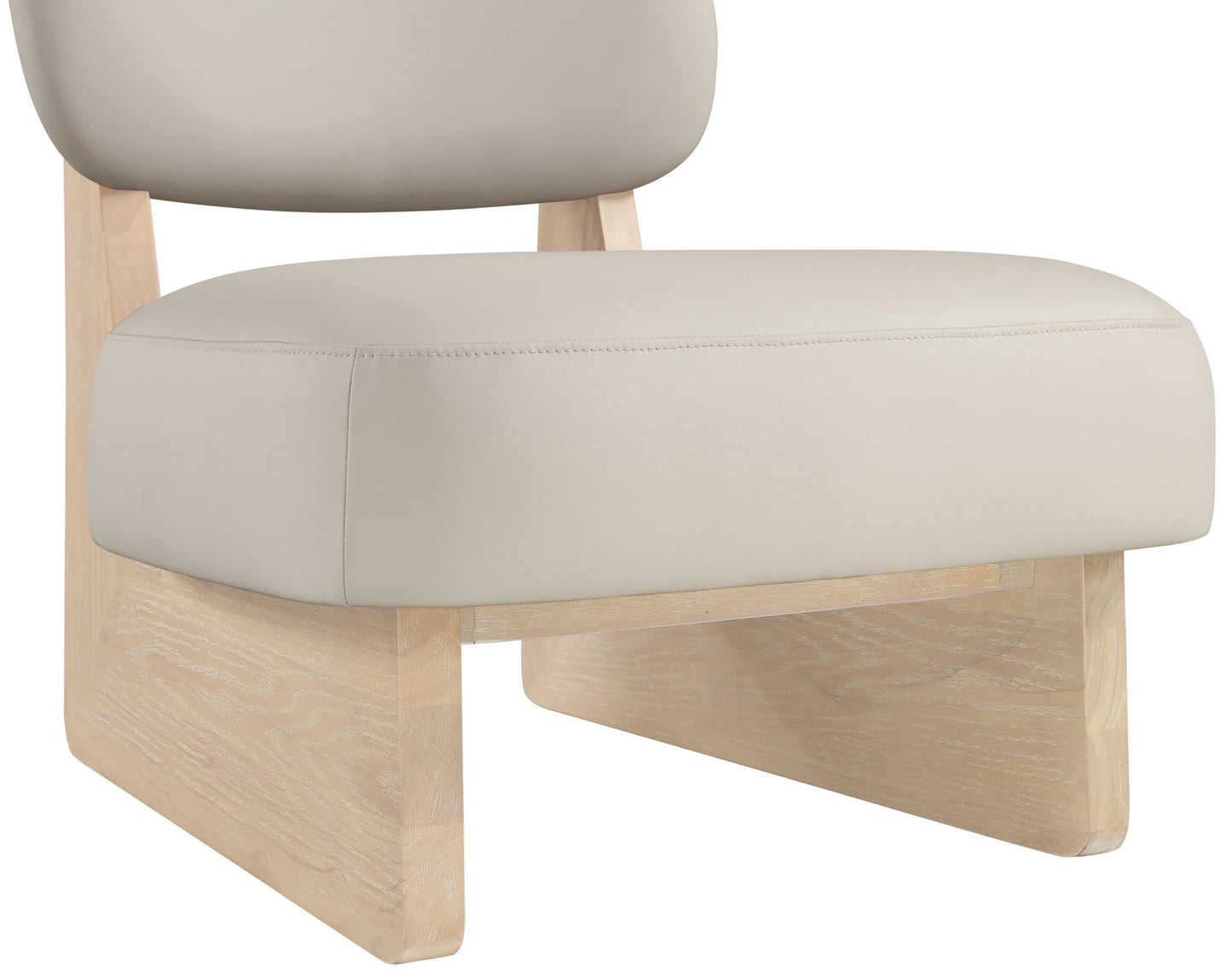 Vetra - Vegan Leather Upholstered Accent Chair With Natural Base