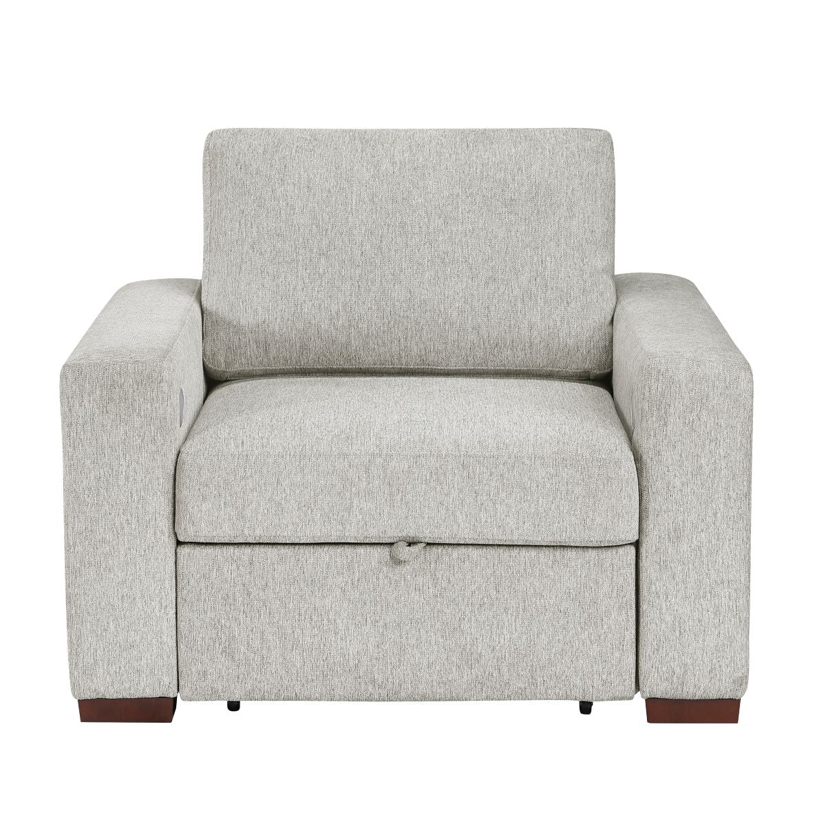 Isla Convertible Chair with Pull-out Bed, Click Motion Back, Two Arms with Shelves and Charging Ports