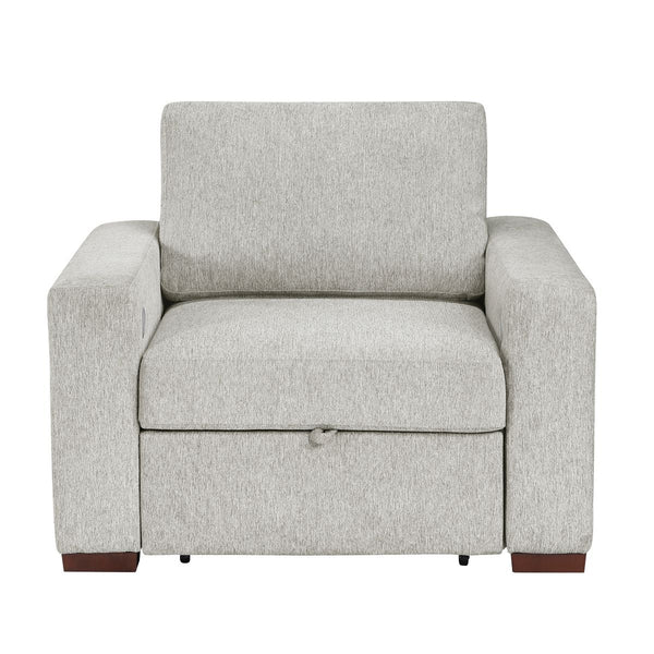 Isla Convertible Chair with Pull-out Bed, Click Motion Back, Two Arms with Shelves and Charging Ports