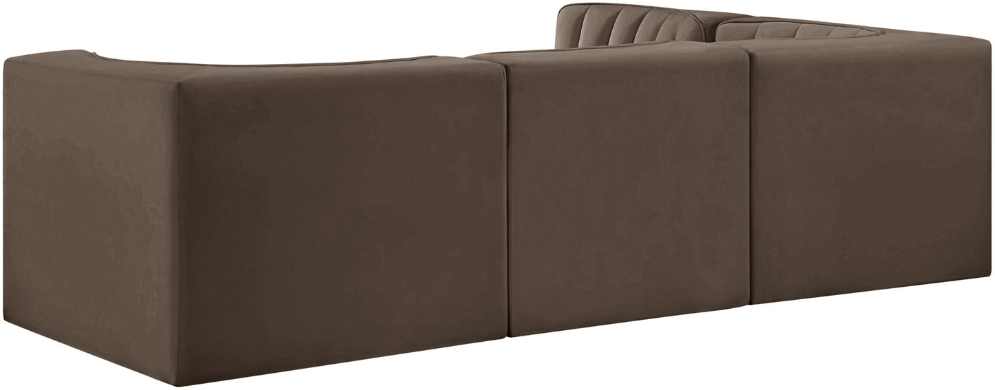 Rummi - Velvet Performance Fabric Upholstered 4 Piece Modular Sectional