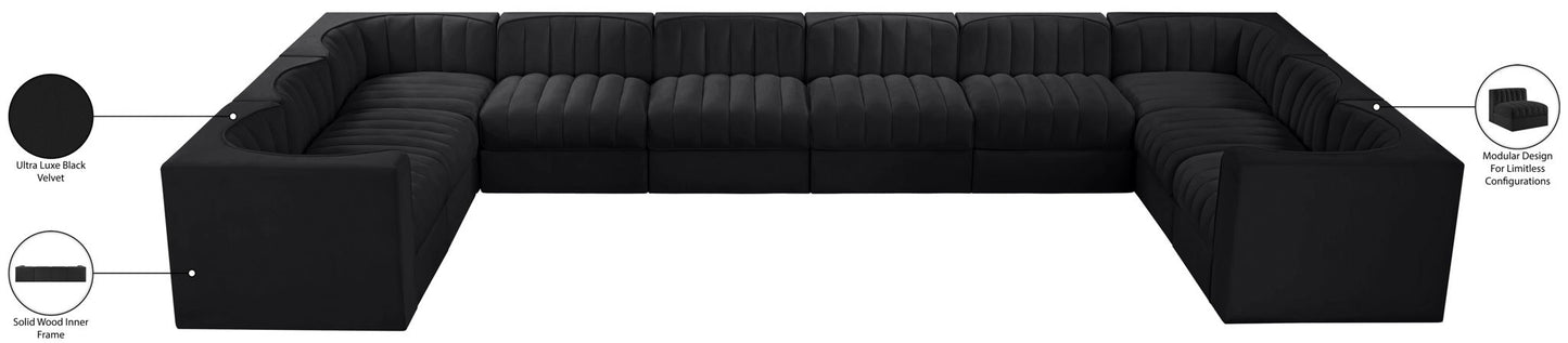 Rummi - Velvet Performance Fabric Upholstered 10 Piece Modular Sectional