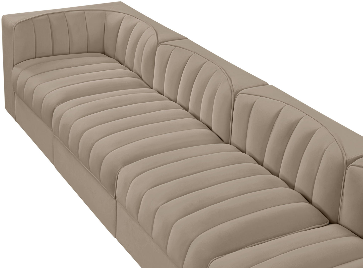 Rummi - Velvet Performance Fabric Upholstered 4 Piece Modular Sofa