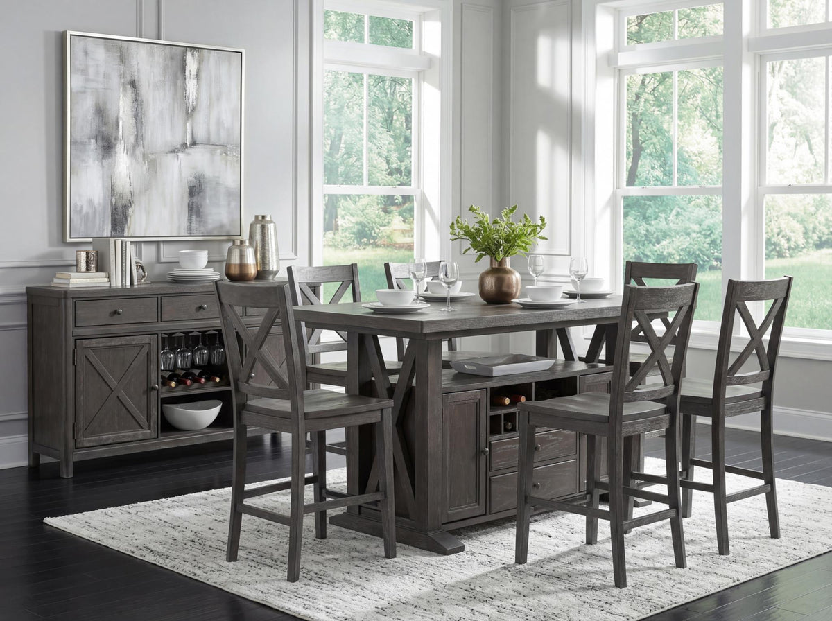 Briarwood - Complete Counter Height Table With Storage - Sable