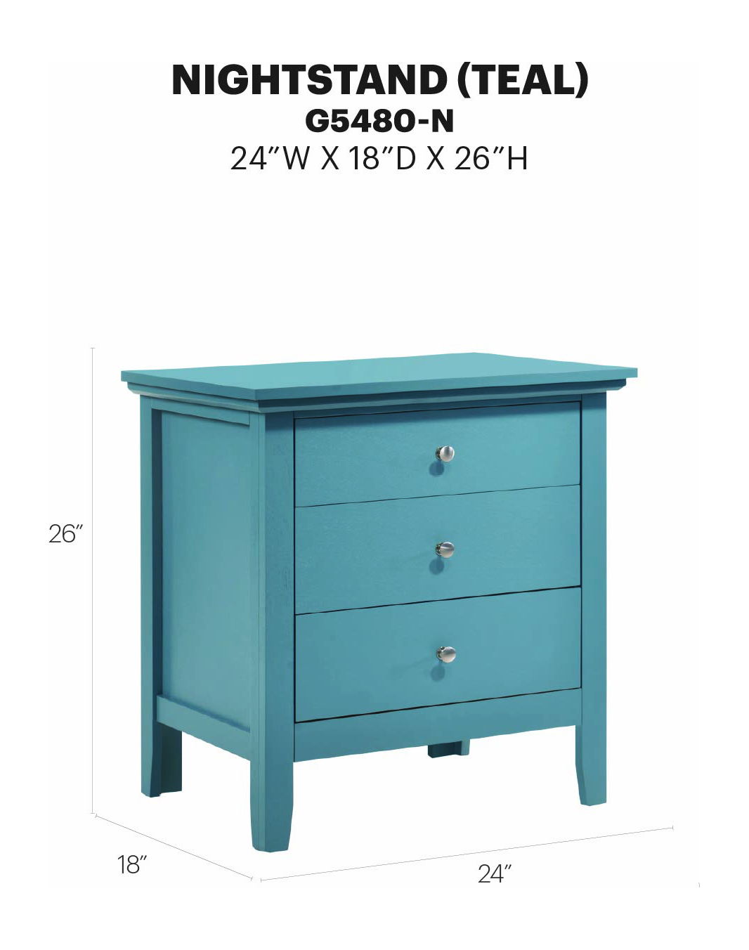 Glory Furniture - Hammond - 3 Drawer Nightstand