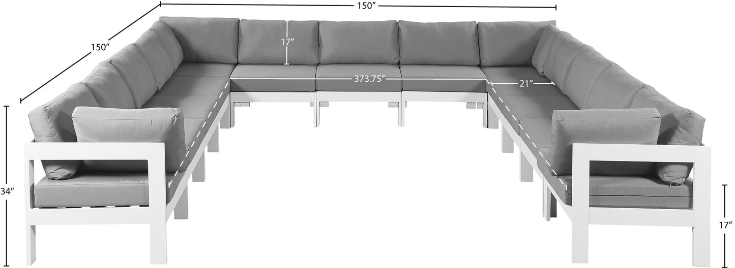 Nizuc - Outdoor Patio 13 Piece Modular Sectional With White Frame