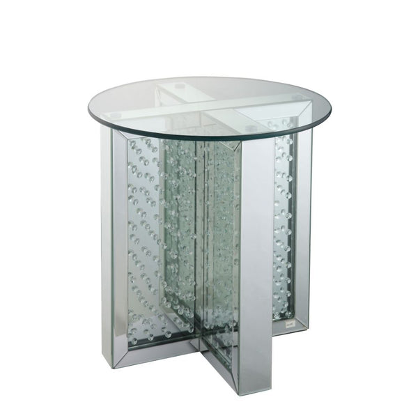 Nysa - 23" End Table - Mirrored & Faux Crystals