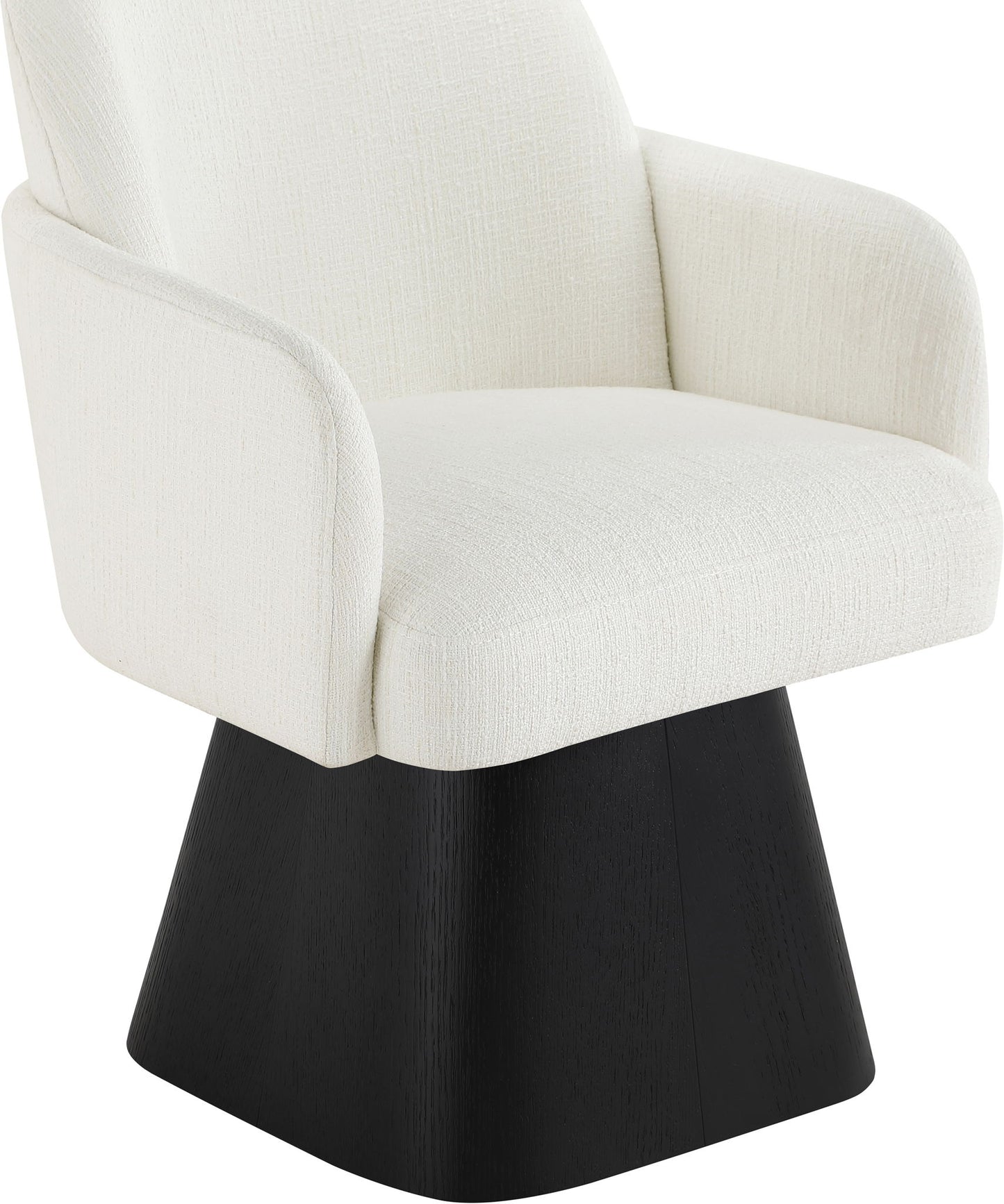 Marlowe - Linen Textured Fabric Upholstered Swivel Dining Arm Chair - Stained Black