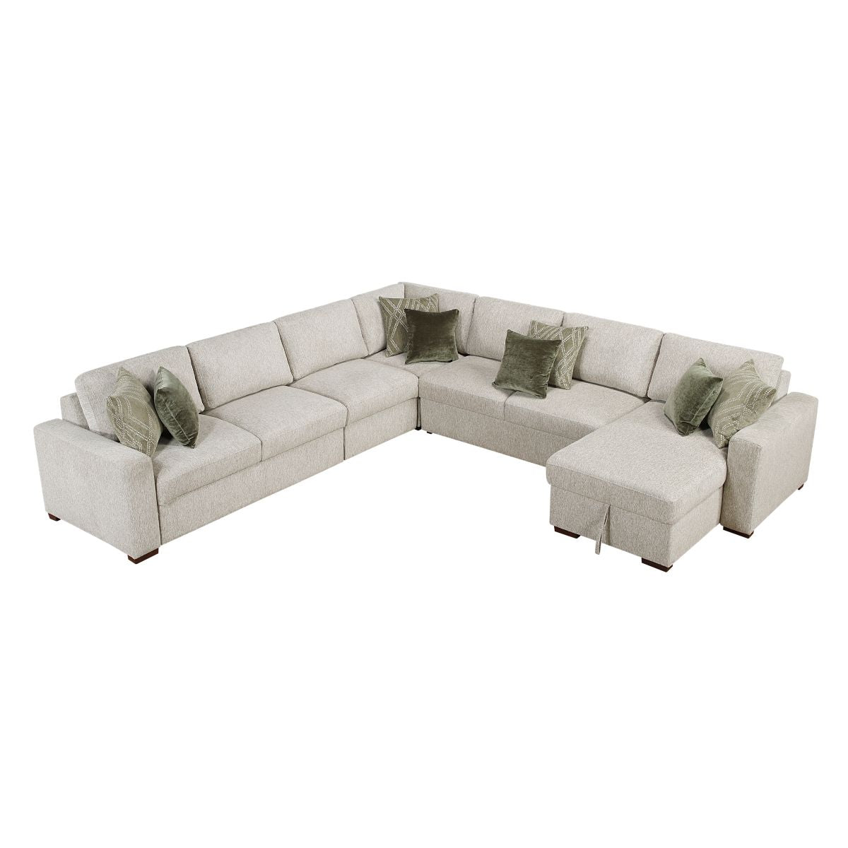 Isla 5-Piece Sectional with Convertible and Reversible Chaise, Hidden Storage, Click Motion Back
