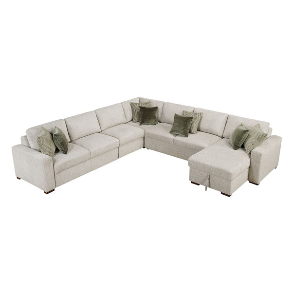 Isla 5-Piece Sectional with Convertible and Reversible Chaise, Hidden Storage, Click Motion Back
