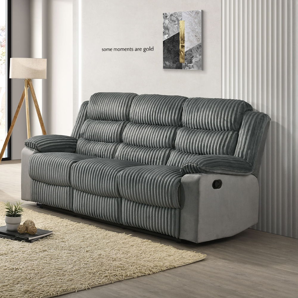 Lesley - Motion Sofa - Gray Corduroy & Velvet