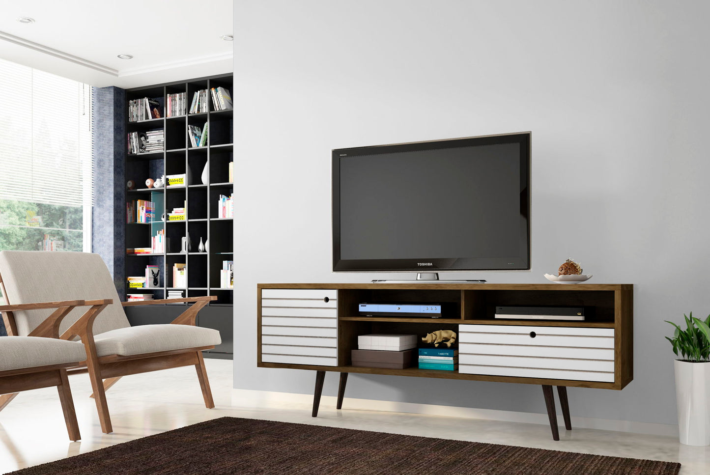 Manhattan Liberty - 71" TV Stand With Rustic Brown Frame