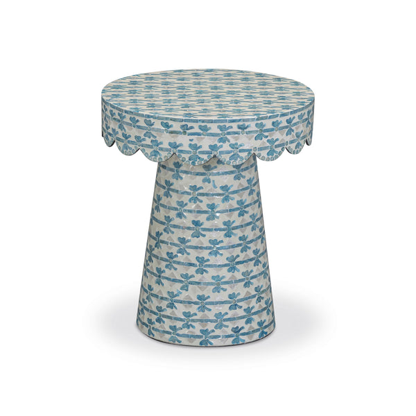 Lady - Capiz Shell Round Side Table - Blue Ribbon