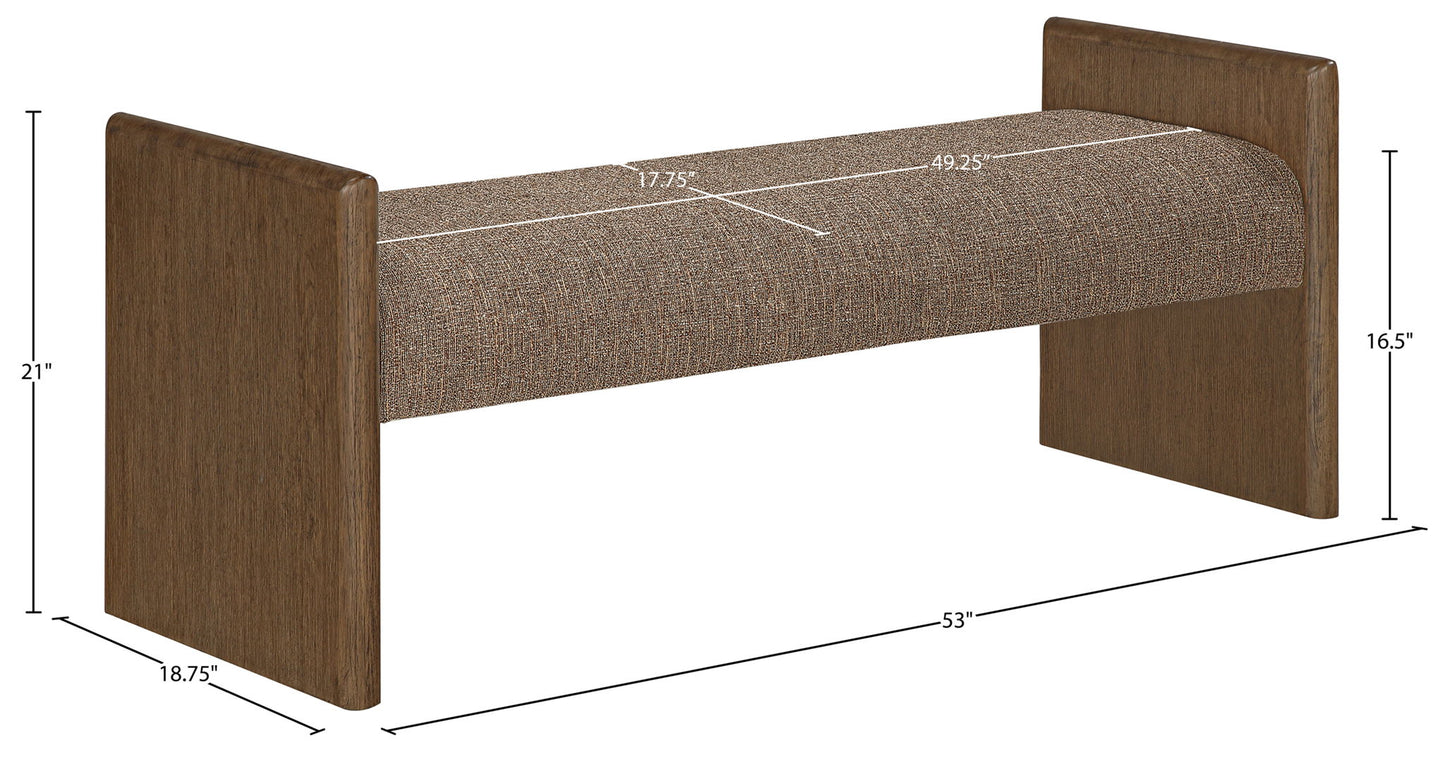 Hickory - Fabric Upholstered Bench - Brown Frame