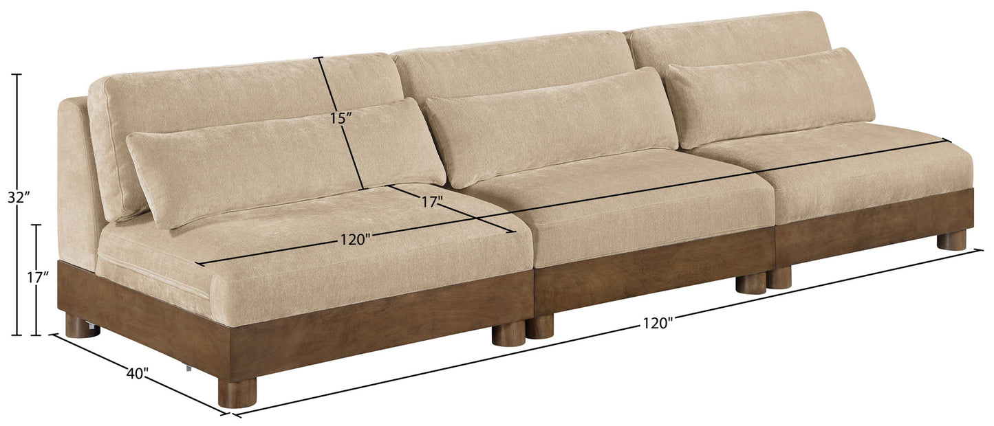 Turin - Chenille Fabric Upholstered Modular Sectional - Beige