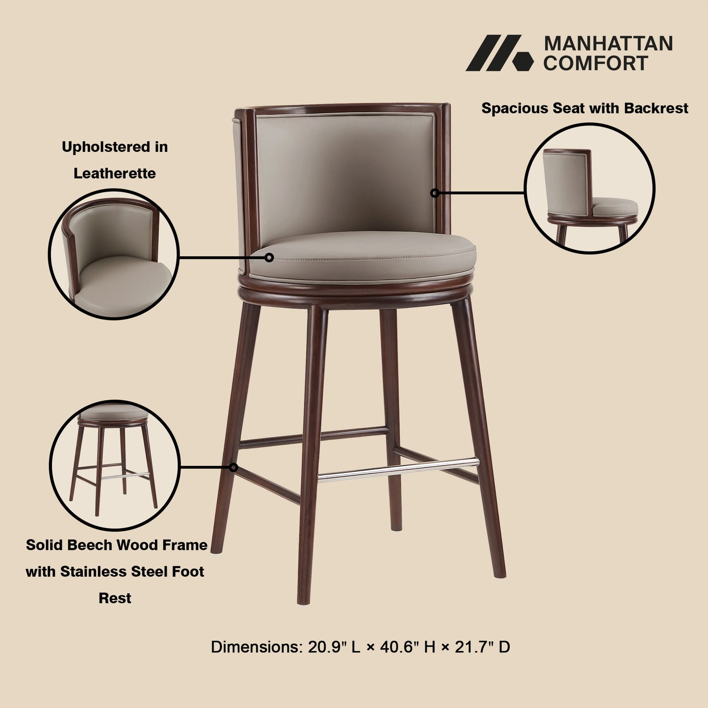 Manhattan Evalyn - Dining Bar Height Stool