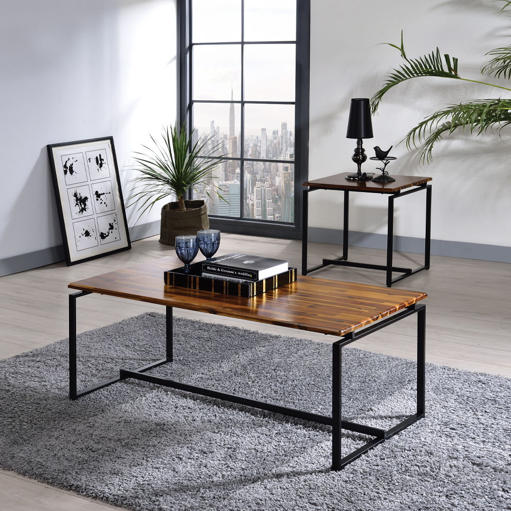 Jurgen - 3 Piece Coffee & End Set - Oak & Black
