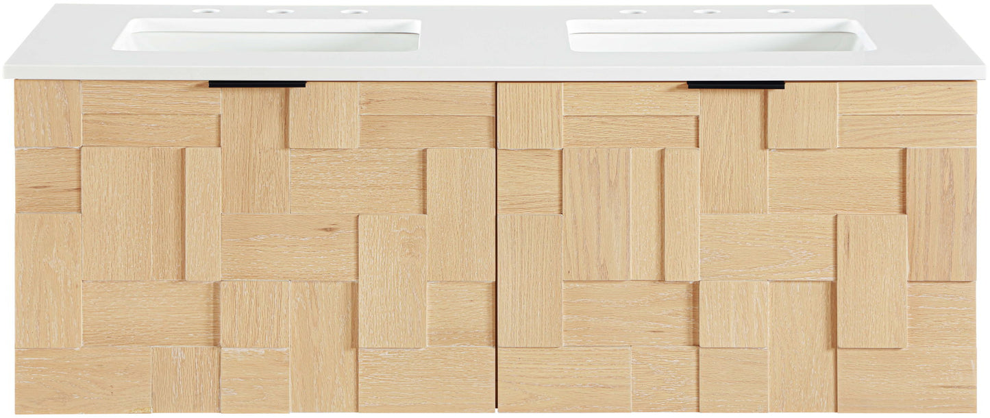 Leonardo - Engineered Stone And Solid Wood 24" Wall Mounted Bathroom Vanity