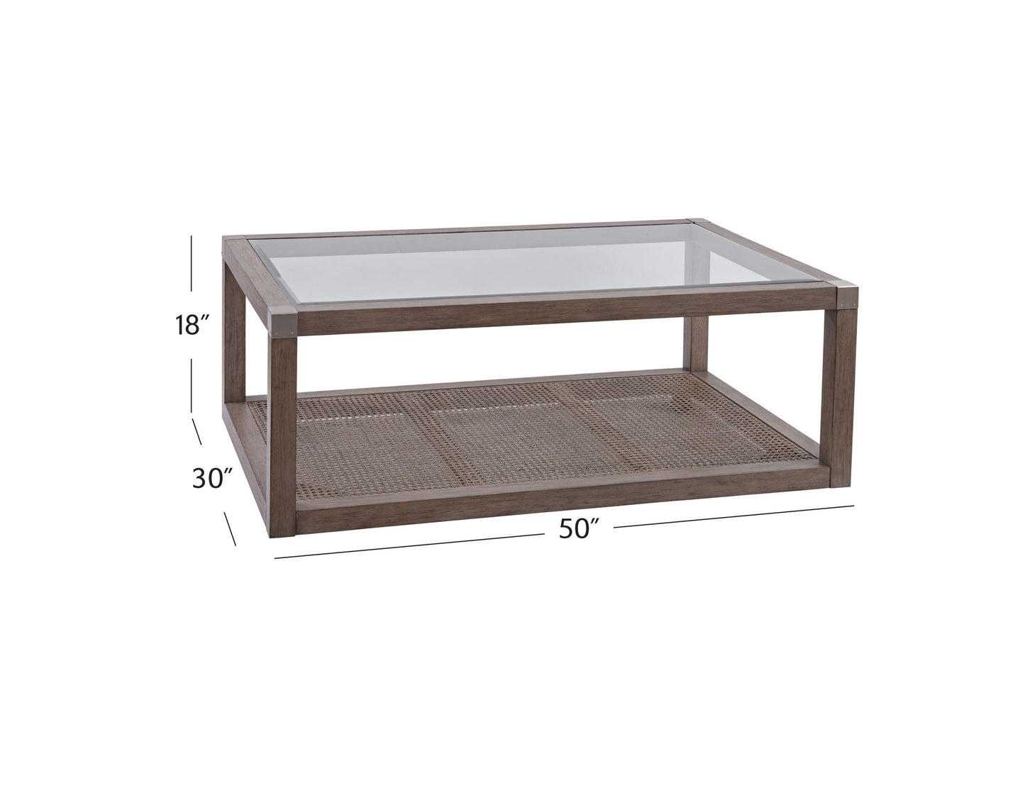 Calum - Cocktail Table - Driftwood Gray / Cane / Brushed Nickel