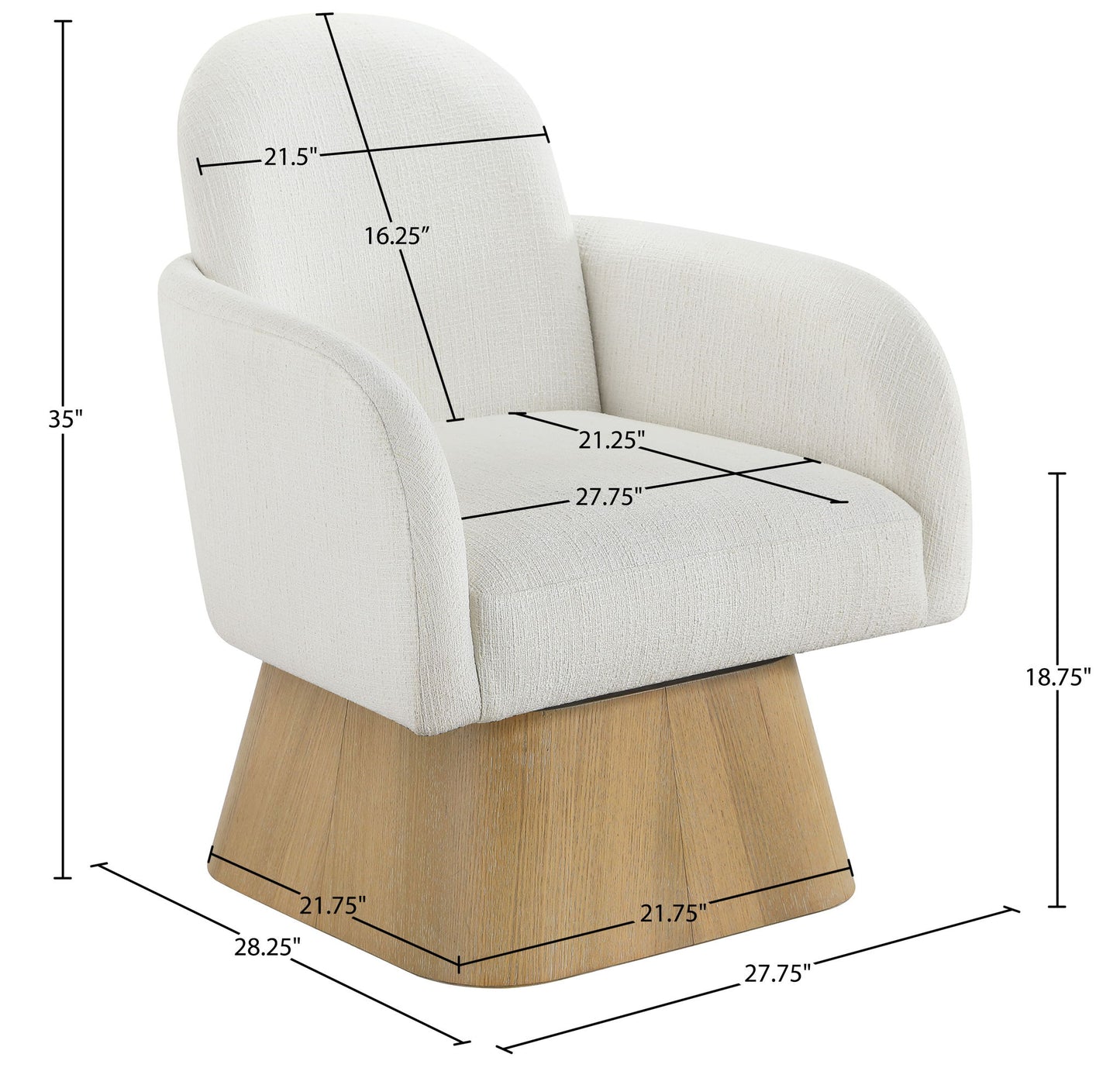 Marlowe - Linen Textured Fabric Upholstered Swivel Accent Chair - Stained Natural