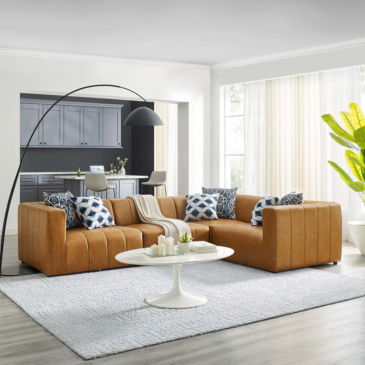Bartlett Vegan Leather 4-Piece Sectional Sofa - Tan