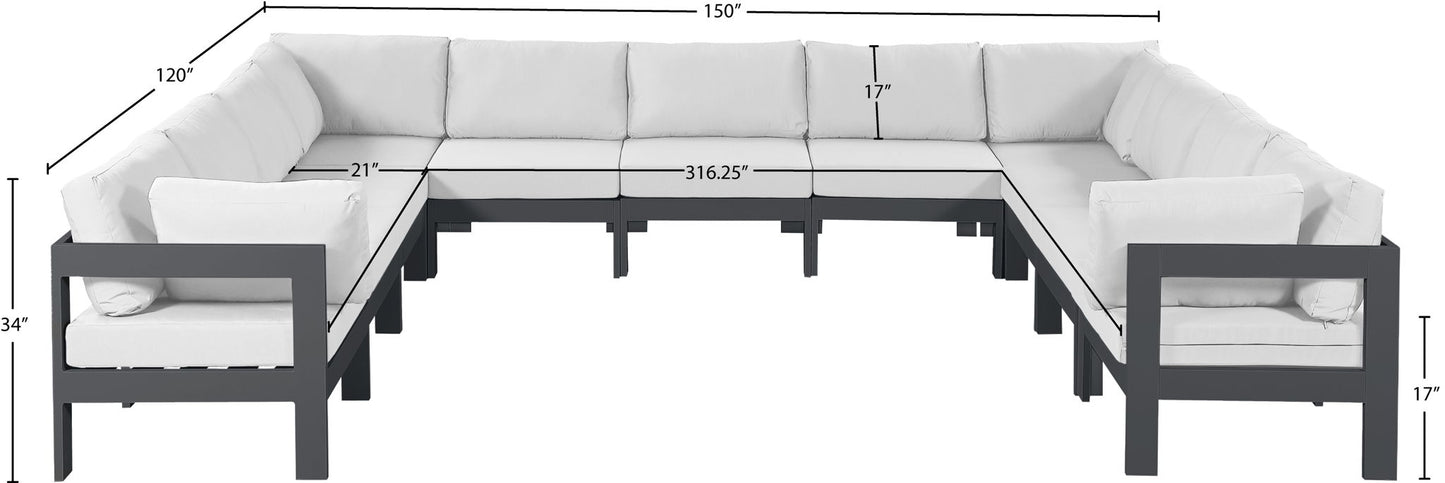 Nizuc - Outdoor Patio 11 Piece Modular Sectional With Gray Frame