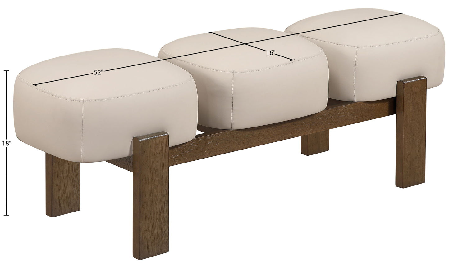 Woodcrest - Vegan Leather Upholstered Bench - Painted Brown Walnut Base