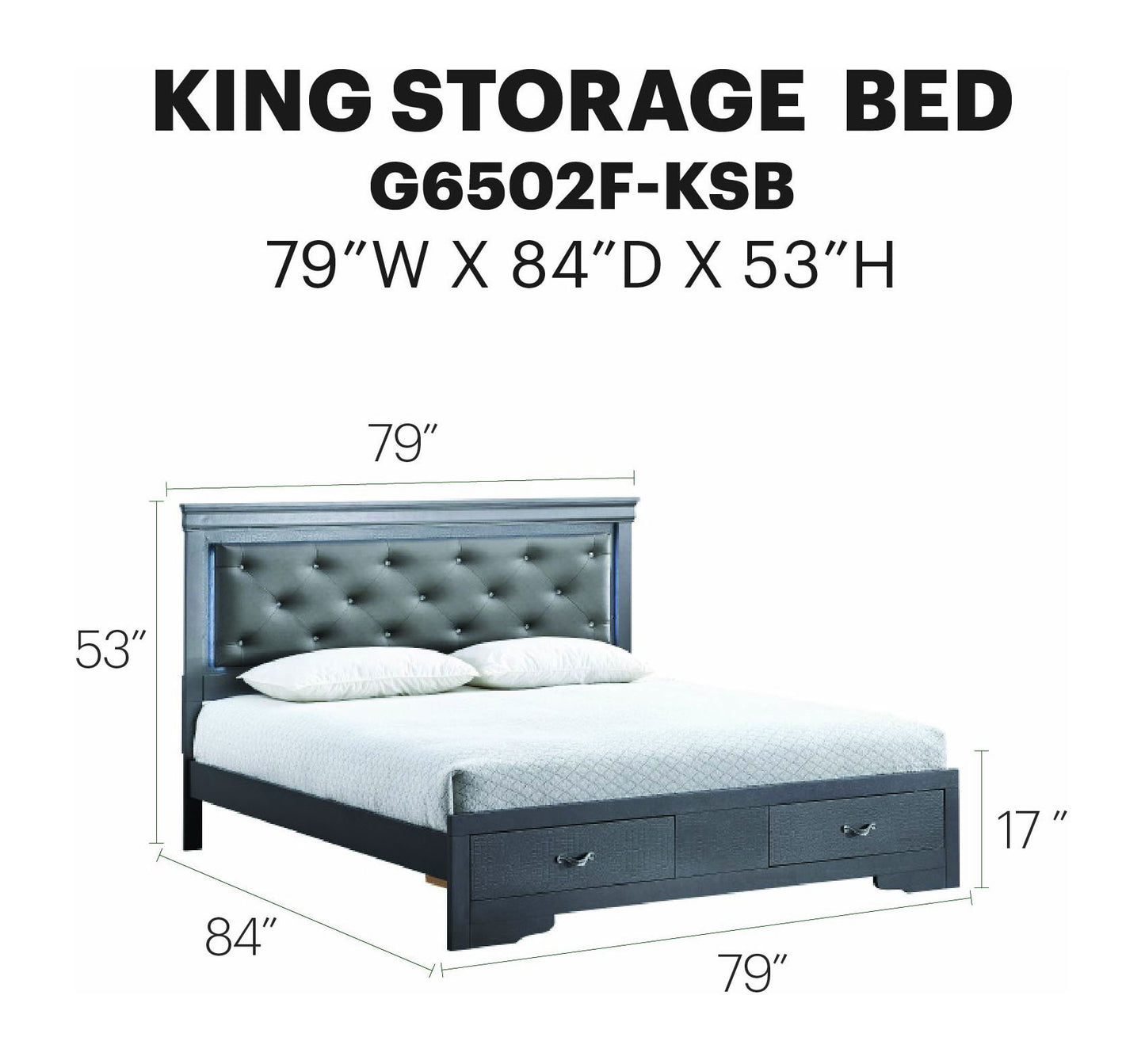 Glory Furniture - Lorana - Storage Bed With LED