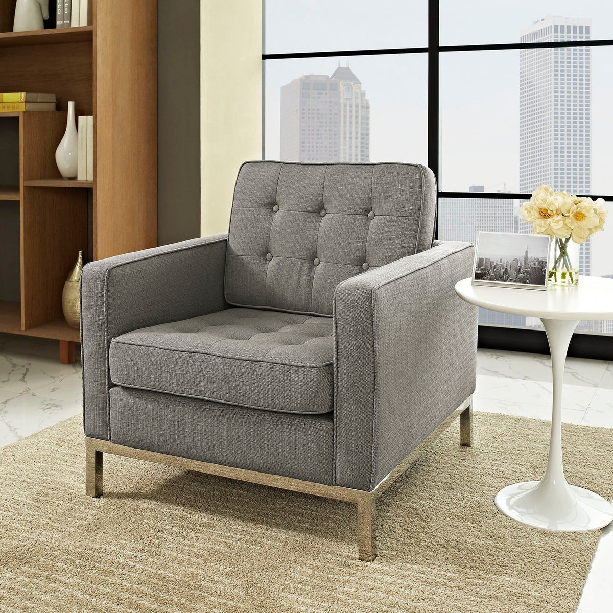 Loft Upholstered Fabric Armchair - Granite
