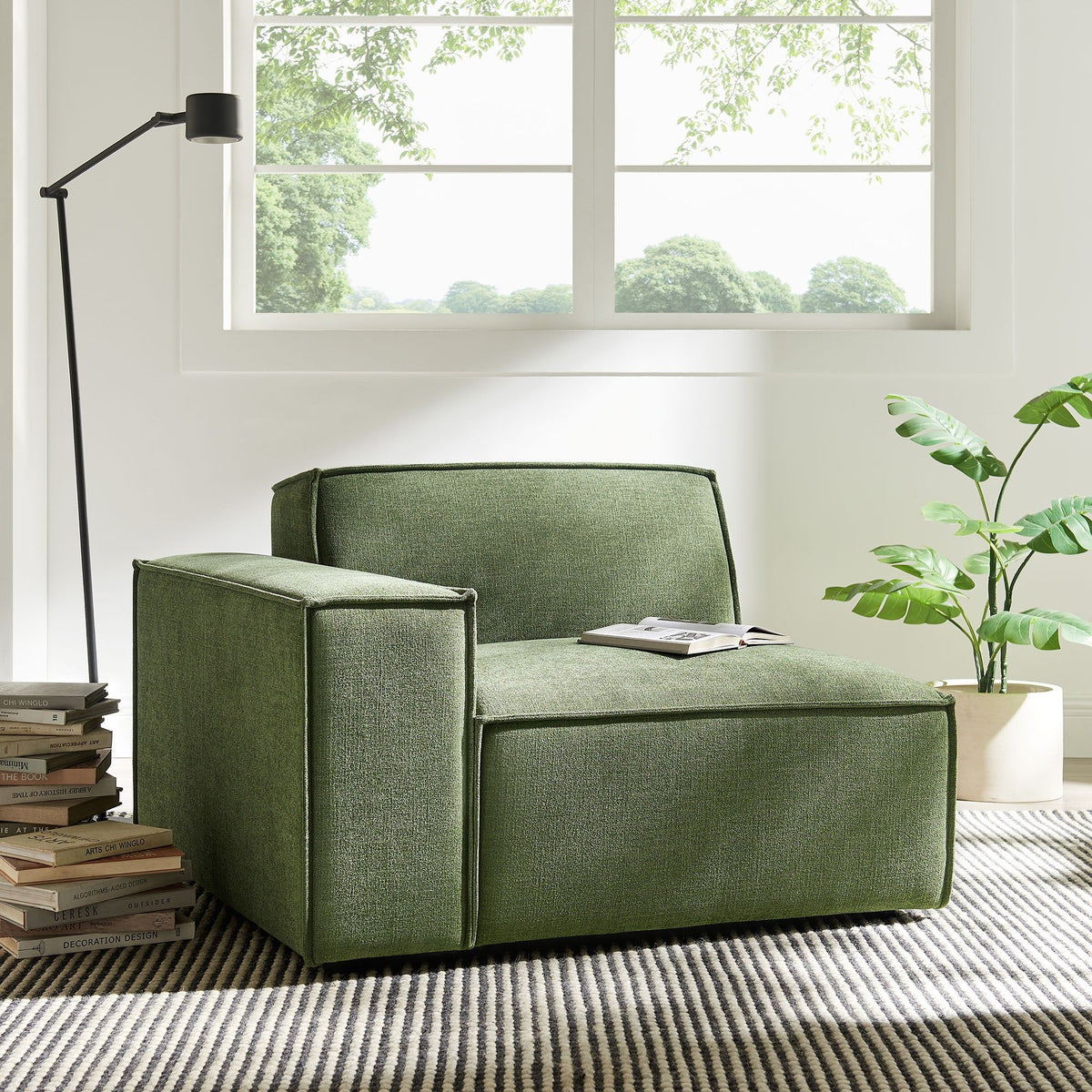Restore Performance Fabric Upholstered Left-Facing Modular Lounge Chair - Foliage