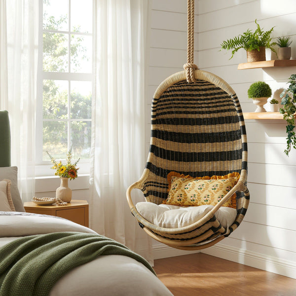 Carlo Two-Tone Woven Natural Rattan Hanging Chair - Natural