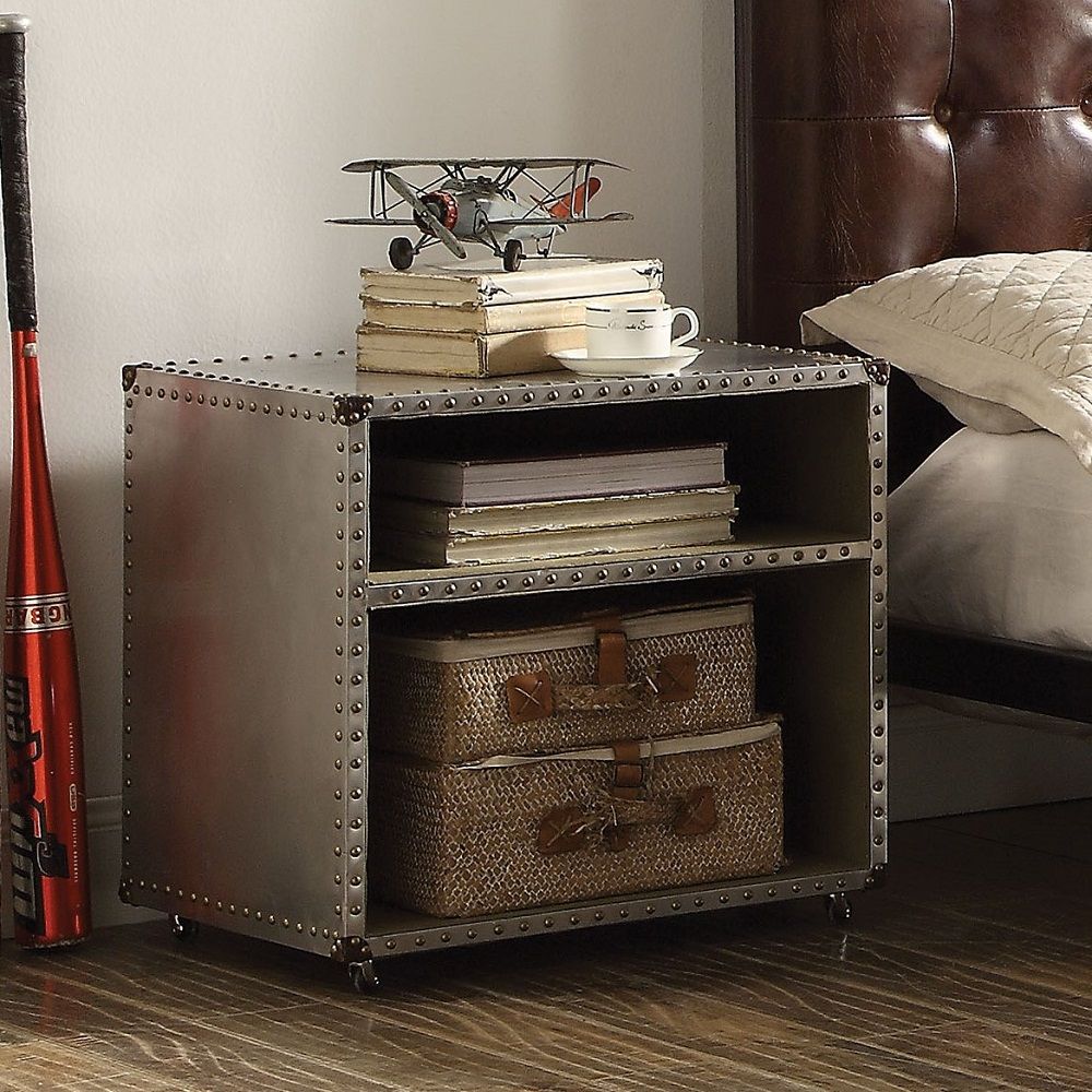 Brancaster - Nightstand With USB - Aluminum