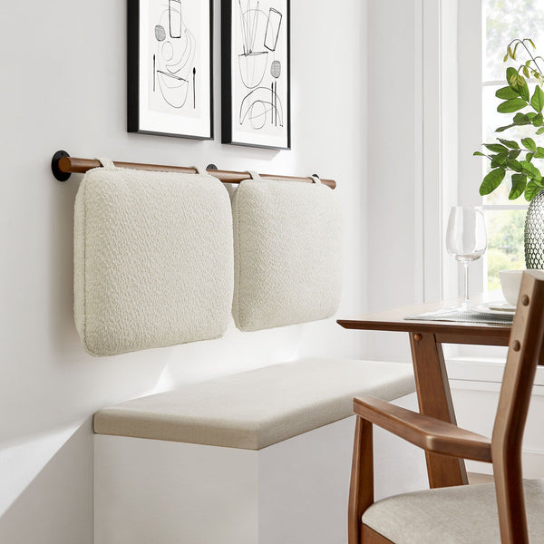 Anela Wall-Mounted Upholstered Headboard - Full, Cream Walnut
