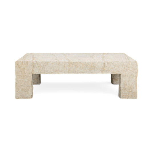 Roxanne - Faux Slab Indoor / Outdoor Large Coffee Table - Travertine
