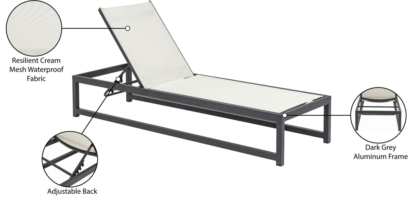 Maldives - Water Resistant Outdoor Patio Adjustable Sun Chaise Lounge Chair With Gray Base