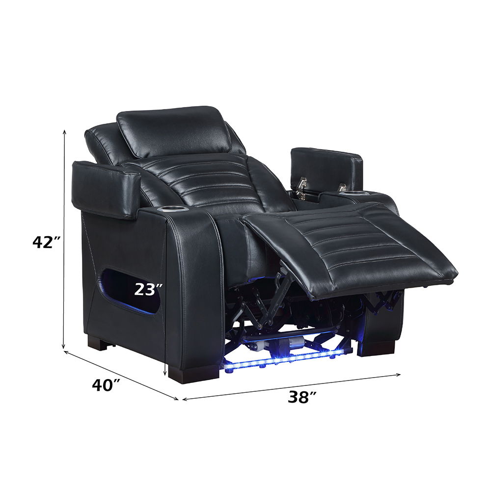 Ephron - Power Motion Recliner With Power Headrest & LED - Black