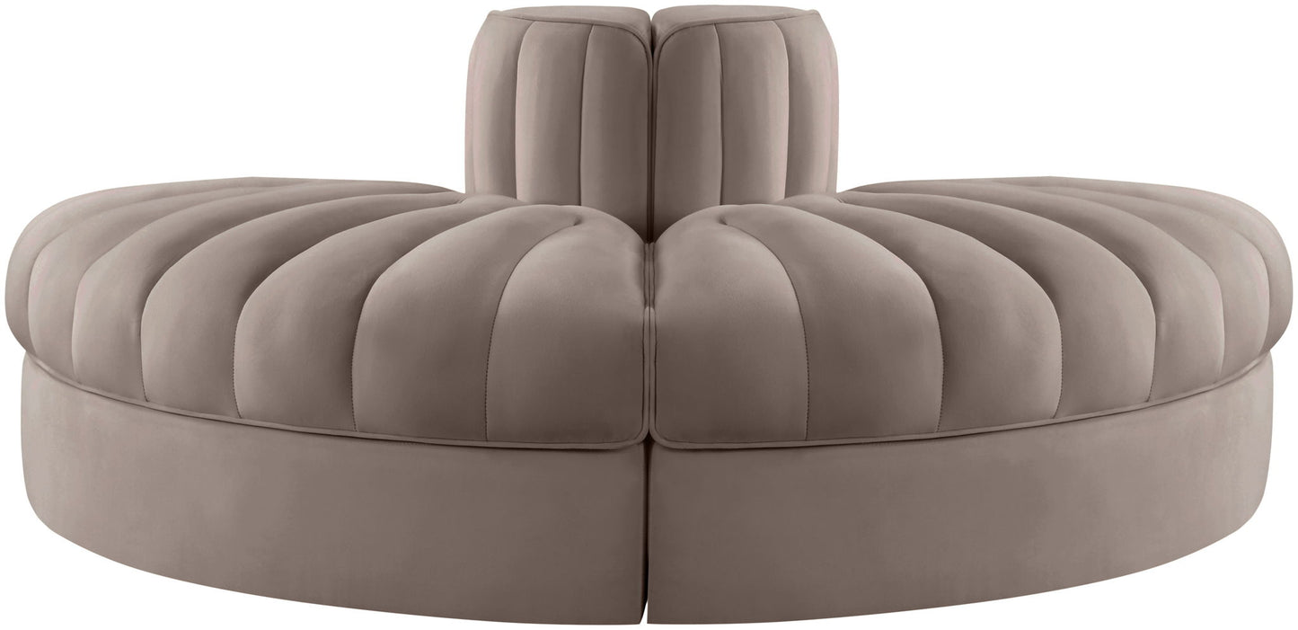 Rummi - Velvet Performance Fabric Upholstered 2 Piece  Rounded Modular Loveseat