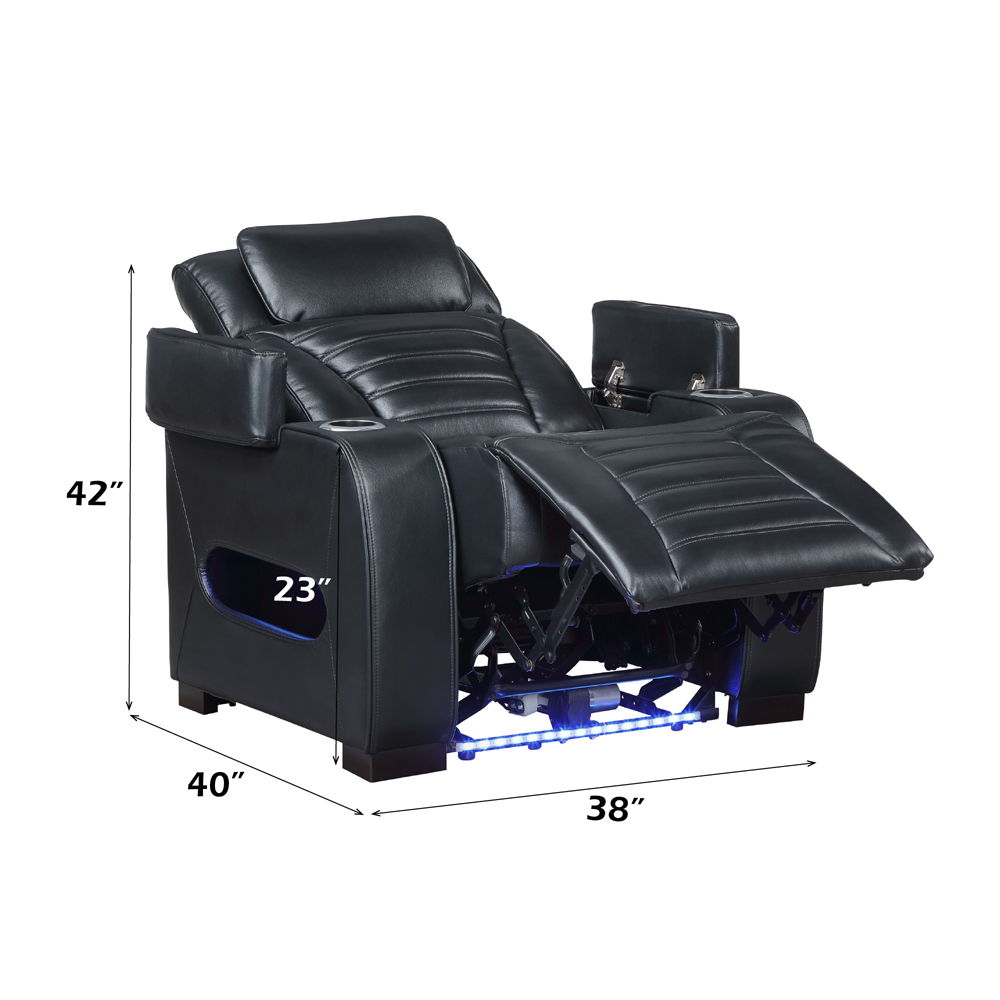 Ephron - Power Motion Recliner With Power Headrest & LED - Black