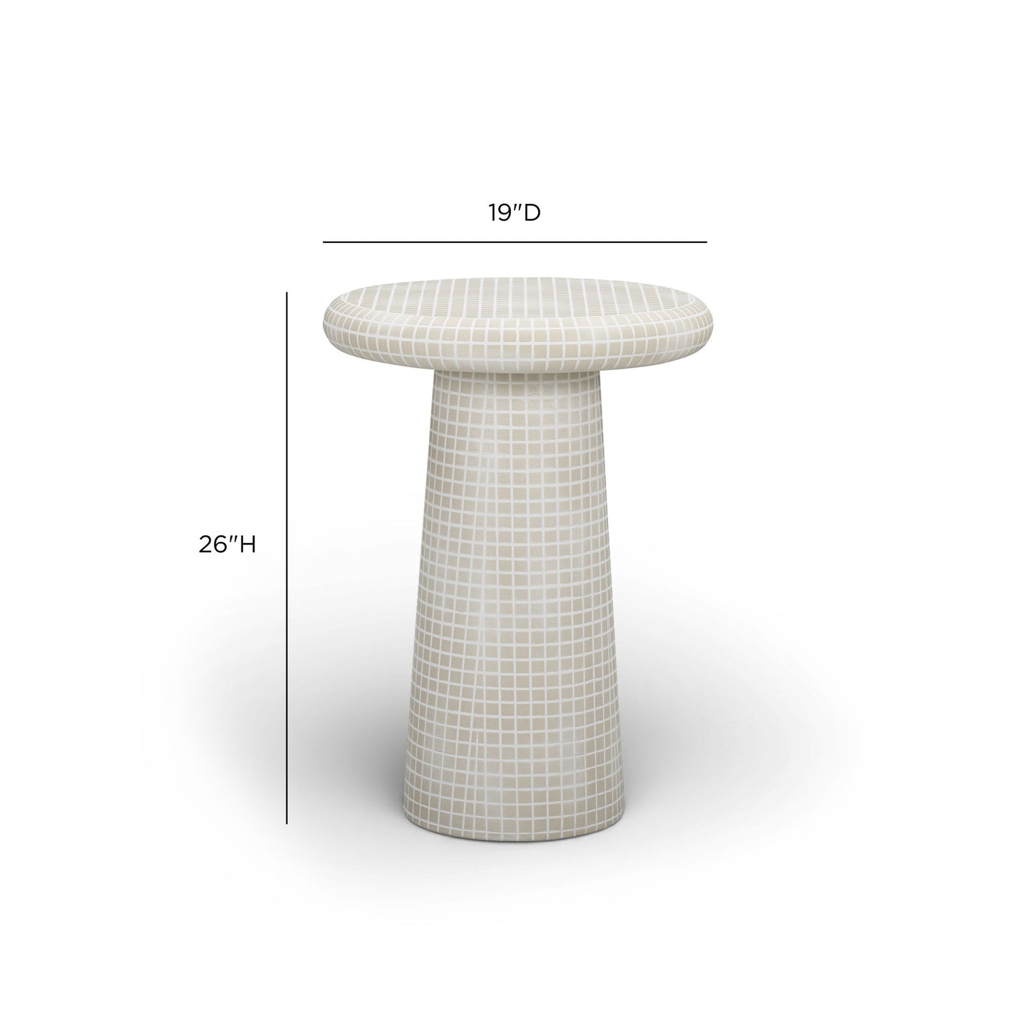 Monica - Tiled Pattern Tall Side Table - Beige