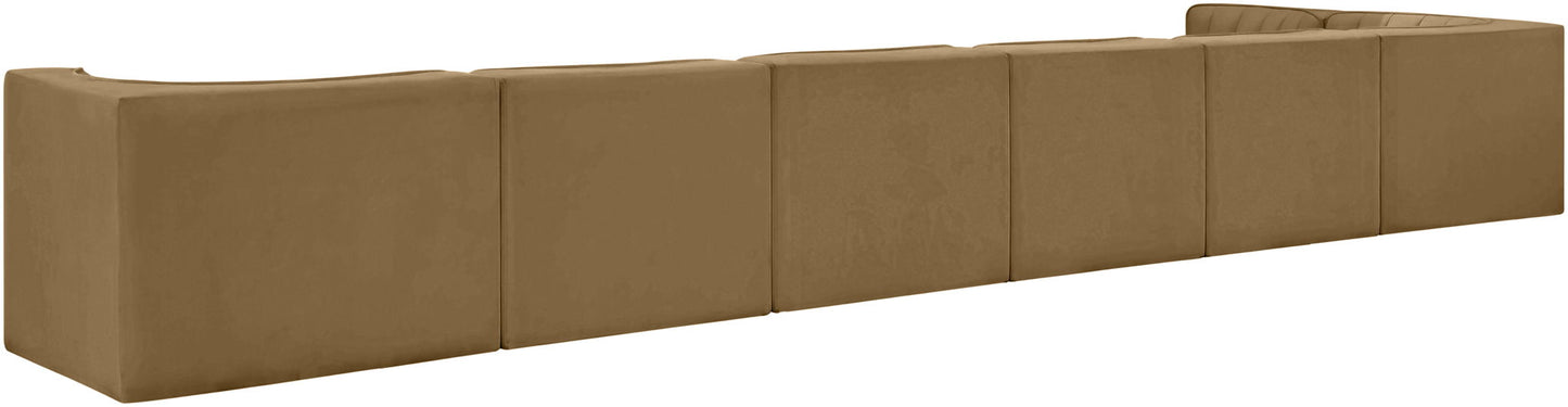 Rummi - Velvet Performance Fabric Upholstered 7 Piece Modular Sectional, L-Shaped (Right)