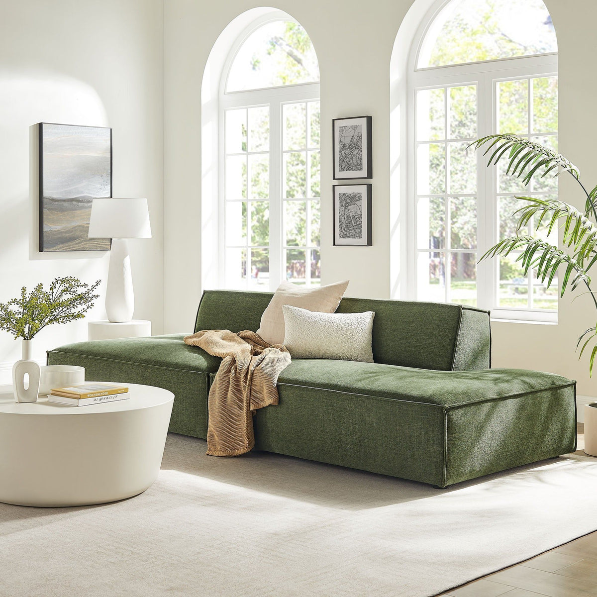 Restore 2-Piece Performance Fabric Upholstered Modular Loveseat - Foliage